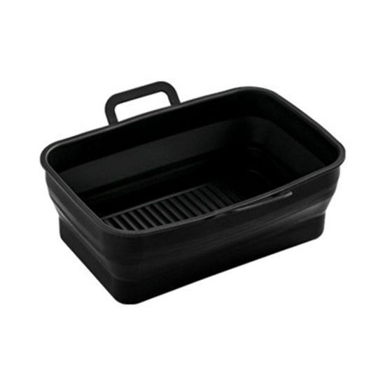 Panier rectangulaire à Double traction, poêle à frire à air pliable en Silicone (noir)
