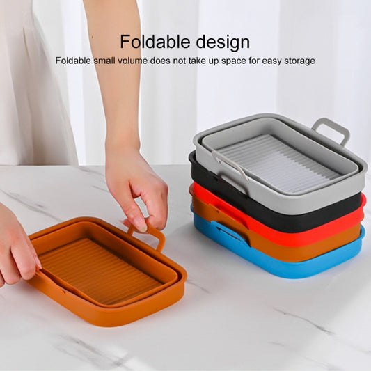 Rectangular Double Pull Basket Foldable Silicone Air Fryer Baking Pan(Black) - Baking mat & Bakewares by buy2fix | Online Shopping UK | buy2fix