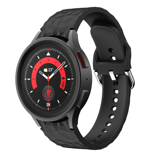 For Samsung Galaxy Watch 5 / Watch 5 Pro Rhombus Texture Silicone Watch Band(Black) - Watch Bands by buy2fix | Online Shopping UK | buy2fix