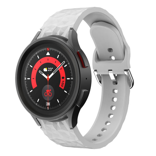 For Samsung Galaxy Watch 5 / Watch 5 Pro Rhombus Texture Silicone Watch Band(Grey) - Watch Bands by buy2fix | Online Shopping UK | buy2fix