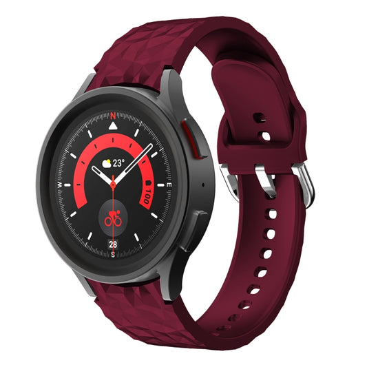 For Samsung Galaxy Watch 5 / Watch 5 Pro Rhombus Texture Silicone Watch Band(Wine Red) - Watch Bands by buy2fix | Online Shopping UK | buy2fix