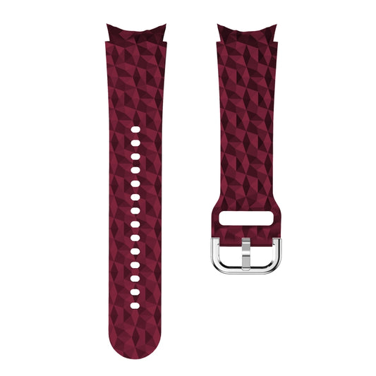 For Samsung Galaxy Watch 5 / Watch 5 Pro Rhombus Texture Silicone Watch Band(Wine Red) - Watch Bands by buy2fix | Online Shopping UK | buy2fix