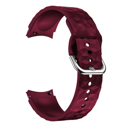 For Samsung Galaxy Watch 5 / Watch 5 Pro Rhombus Texture Silicone Watch Band(Wine Red) - Watch Bands by buy2fix | Online Shopping UK | buy2fix