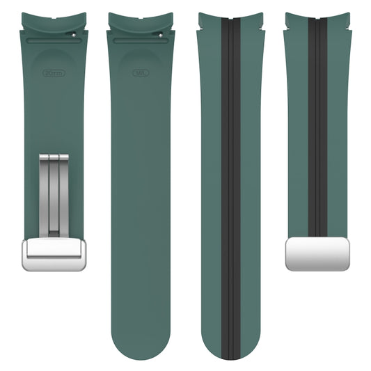 For Samsung Galaxy Watch 5 Pro Two-color Silver Buckle Silicone Watch Band(Olive Green Black) - Watch Bands by buy2fix | Online Shopping UK | buy2fix