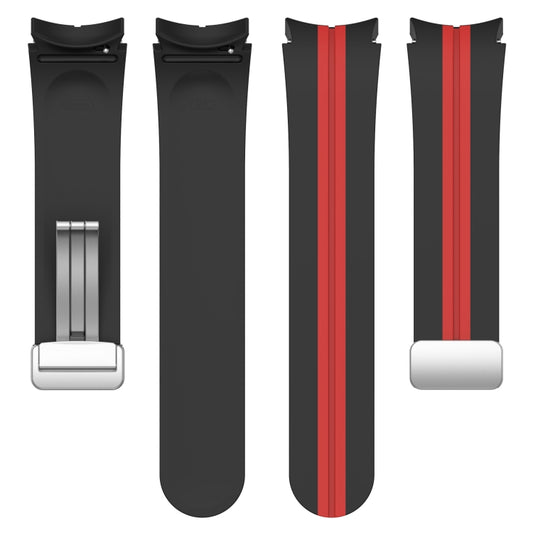 For Samsung Galaxy Watch 5 Pro Two-color Silver Buckle Silicone Watch Band(Black Red) - Watch Bands by buy2fix | Online Shopping UK | buy2fix