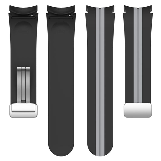 For Samsung Galaxy Watch 5 Pro Two-color Silver Buckle Silicone Watch Band(Black Grey) - Watch Bands by buy2fix | Online Shopping UK | buy2fix
