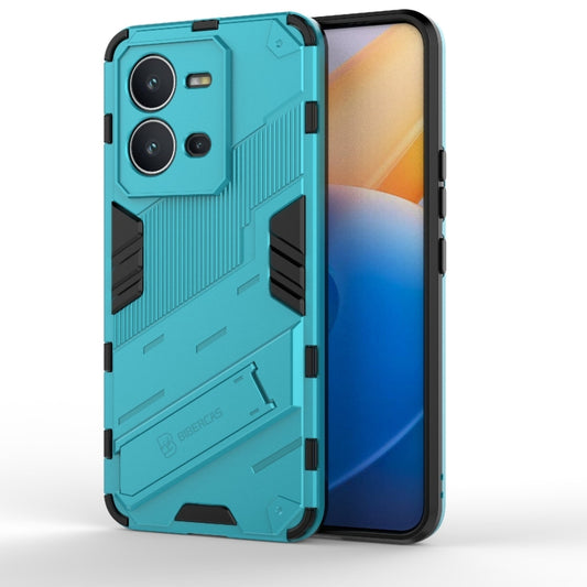 For vivo V25 5G Global PC + TPU Shockproof Phone Case with Invisible Holder(Blue) - vivo Cases by buy2fix | Online Shopping UK | buy2fix