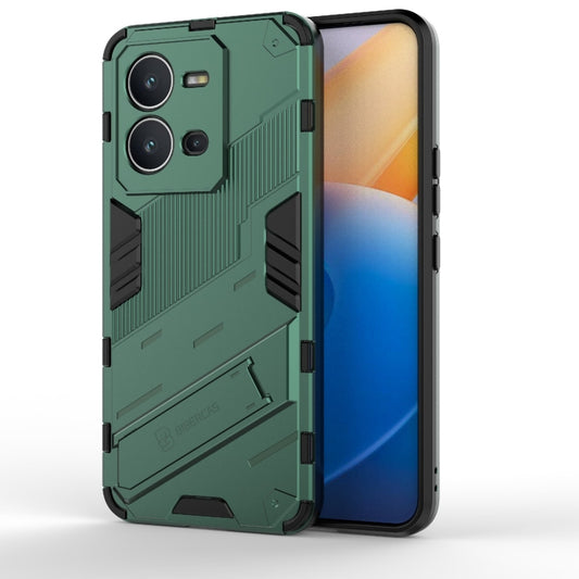 For vivo V25 5G Global PC + TPU Shockproof Phone Case with Invisible Holder(Green) - vivo Cases by buy2fix | Online Shopping UK | buy2fix