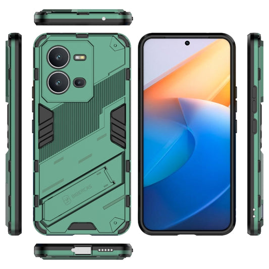 For vivo V25 5G Global PC + TPU Shockproof Phone Case with Invisible Holder(Green) - vivo Cases by buy2fix | Online Shopping UK | buy2fix