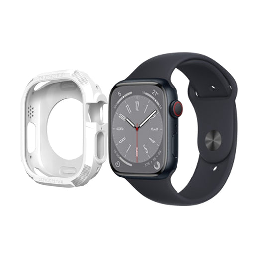 Carbon Fiber Shockproof Case For Apple Watch Series 9 / 8 / 7 45mm(White) by buy2fix