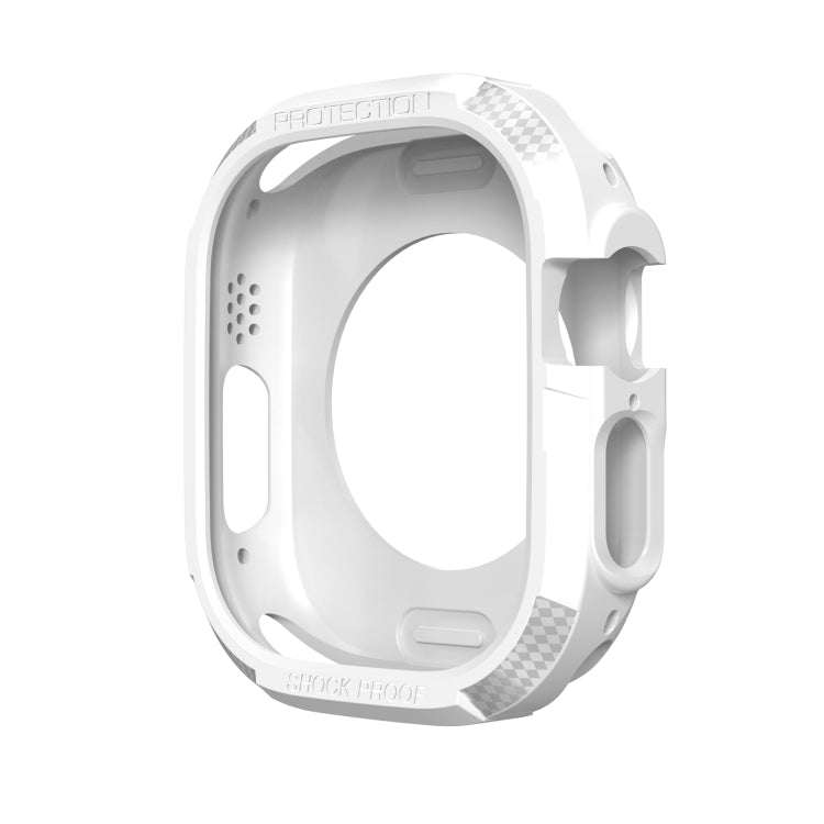 Carbon Fiber Shockproof Case For Apple Watch Series 9 / 8 / 7 45mm(White) by buy2fix
