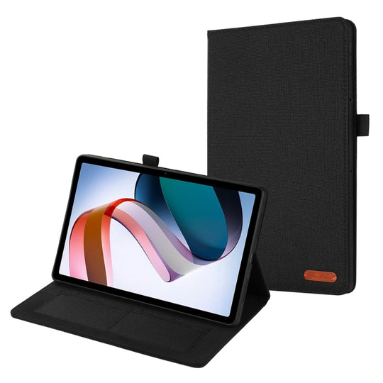 Pour Xiaomi Redmi Pad 10.61 Étui pour tablette en cuir et tissu (noir)