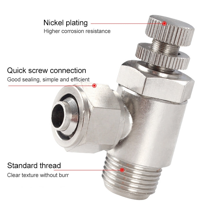 SL6-M5 LAIZE Nickel Plated Copper Trachea Quick Fitting Throttle Valve Lock Female Connector - Interface Series by LAIZE | Online Shopping UK | buy2fix