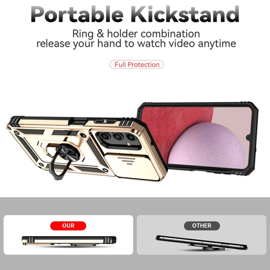 For Samsung Galaxy A14 5G Sliding Camshield Holder Phone Case(Gold) by buy2fix