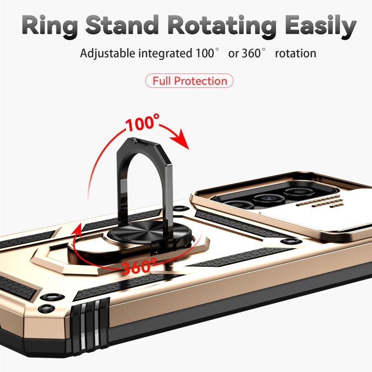 For Samsung Galaxy A14 5G Sliding Camshield Holder Phone Case(Gold) by buy2fix