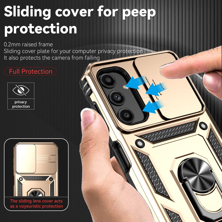 For Samsung Galaxy A14 5G Sliding Camshield Holder Phone Case(Gold) by buy2fix