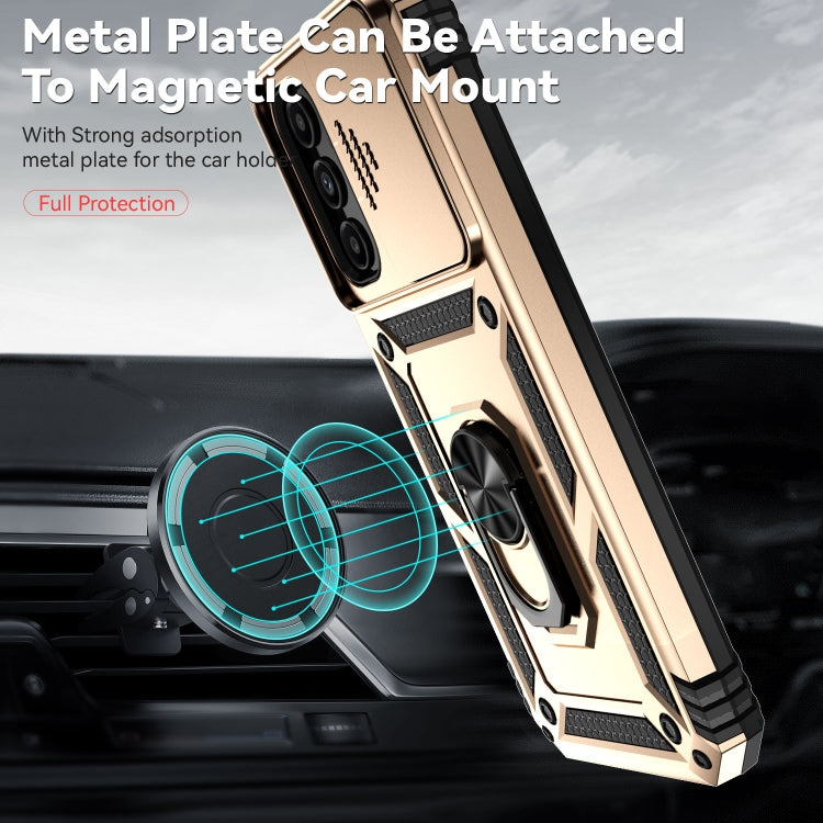 For Samsung Galaxy A14 5G Sliding Camshield Holder Phone Case(Gold) by buy2fix