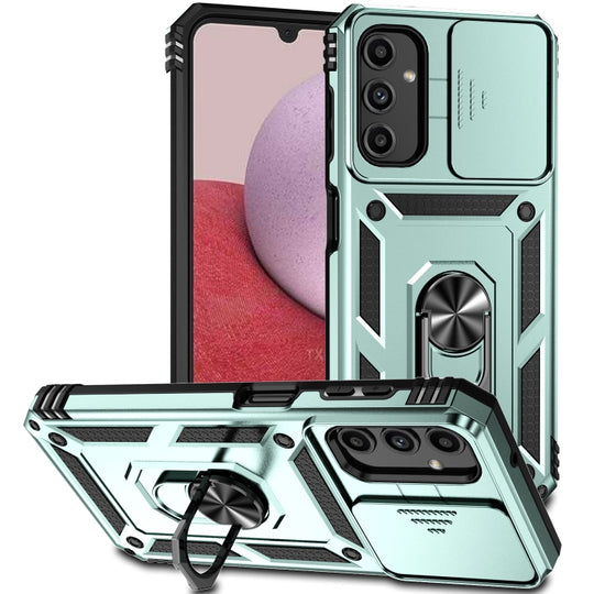 For Samsung Galaxy A14 5G Sliding Camshield Holder Phone Case(Dark Green)