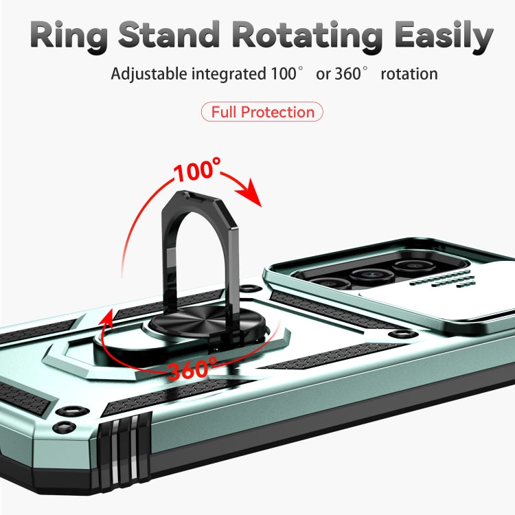 For Samsung Galaxy A14 5G Sliding Camshield Holder Phone Case(Dark Green) by buy2fix