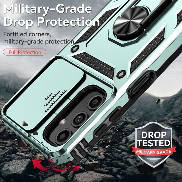 For Samsung Galaxy A14 5G Sliding Camshield Holder Phone Case(Dark Green) by buy2fix