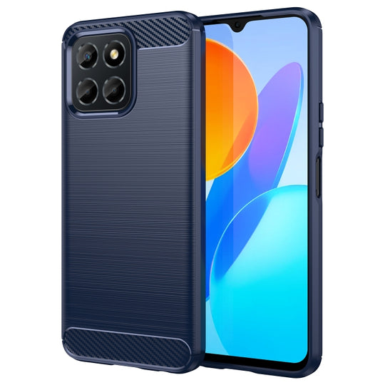 For Honor X6 5G Brushed Texture Carbon Fiber TPU Phone Case(Blue)