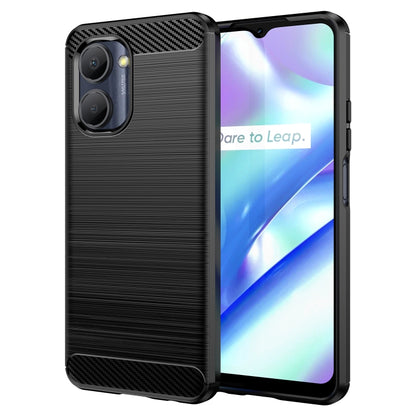 For Realme C30s Brushed Texture Carbon Fiber TPU Phone Case(Black) - Realme Cases by buy2fix | Online Shopping UK | buy2fix