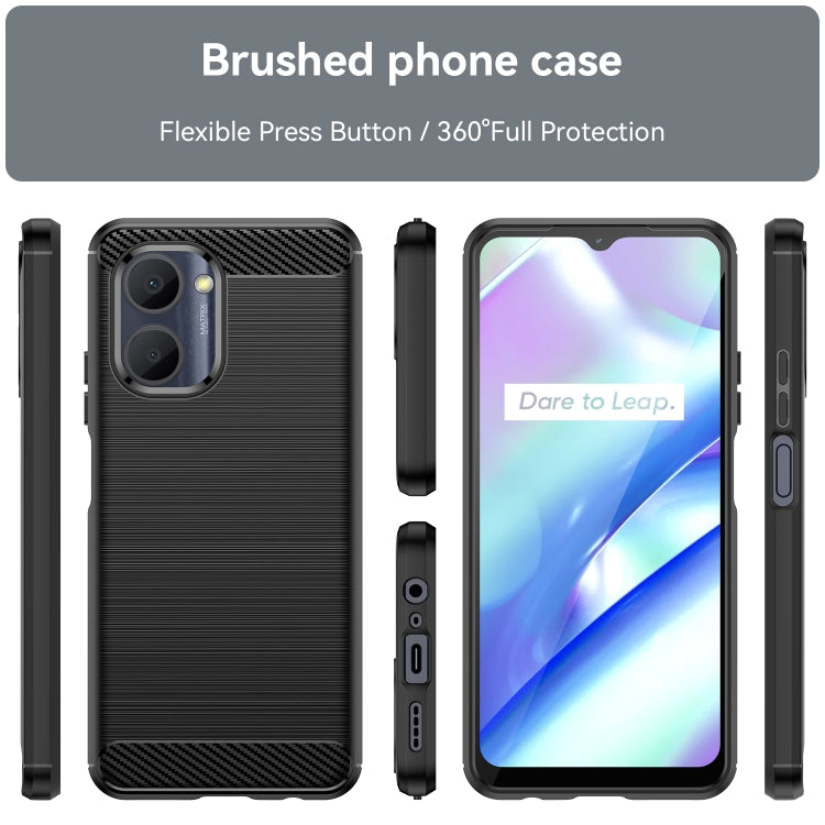 For Realme C30s Brushed Texture Carbon Fiber TPU Phone Case(Black) - Realme Cases by buy2fix | Online Shopping UK | buy2fix