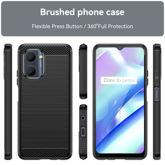 For Realme C30s Brushed Texture Carbon Fiber TPU Phone Case(Black) - Realme Cases by buy2fix | Online Shopping UK | buy2fix