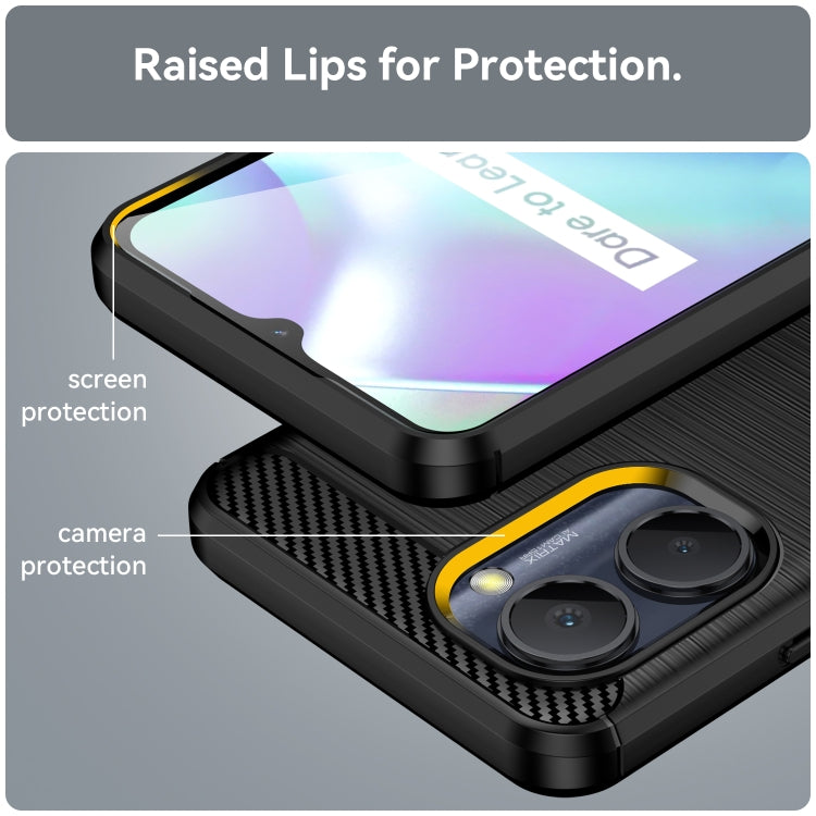 For Realme C30s Brushed Texture Carbon Fiber TPU Phone Case(Black) - Realme Cases by buy2fix | Online Shopping UK | buy2fix