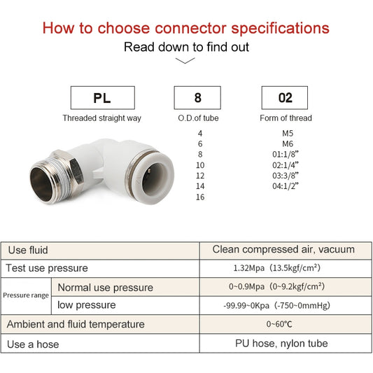 PL6-M5 LAIZE 2pcs PL Elbow Pneumatic Quick Fitting Connector - Interface Series by LAIZE | Online Shopping UK | buy2fix