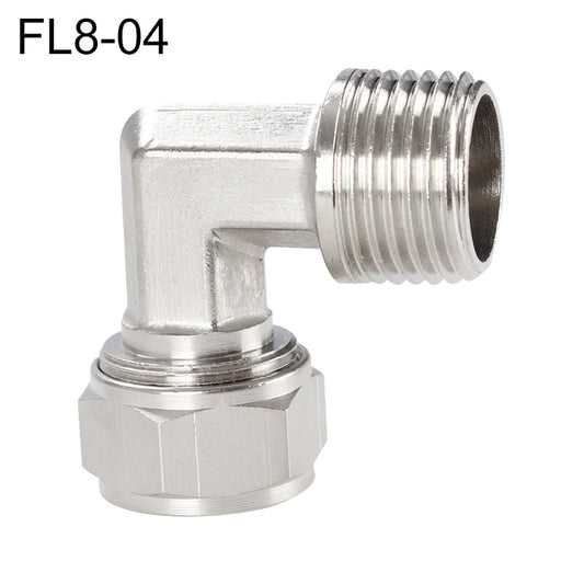 FL8-04 LAIZE Nickel Plated Copper Trachea Quick Fitting Twist Elbow Lock Female Connector - Interface Series by LAIZE | Online Shopping UK | buy2fix