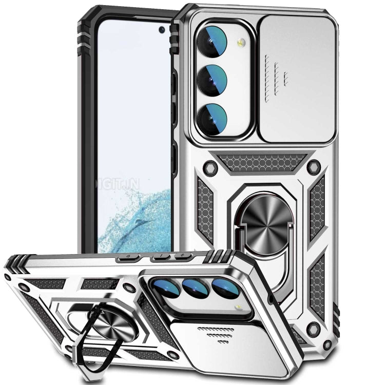 For Samsung Galaxy S23+ 5G Sliding Camshield Holder Phone Case(Silver) - Galaxy S23+ 5G Cases by buy2fix | Online Shopping UK | buy2fix