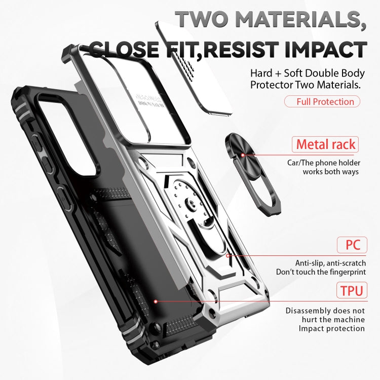 For Samsung Galaxy S23+ 5G Sliding Camshield Holder Phone Case(Silver) - Galaxy S23+ 5G Cases by buy2fix | Online Shopping UK | buy2fix