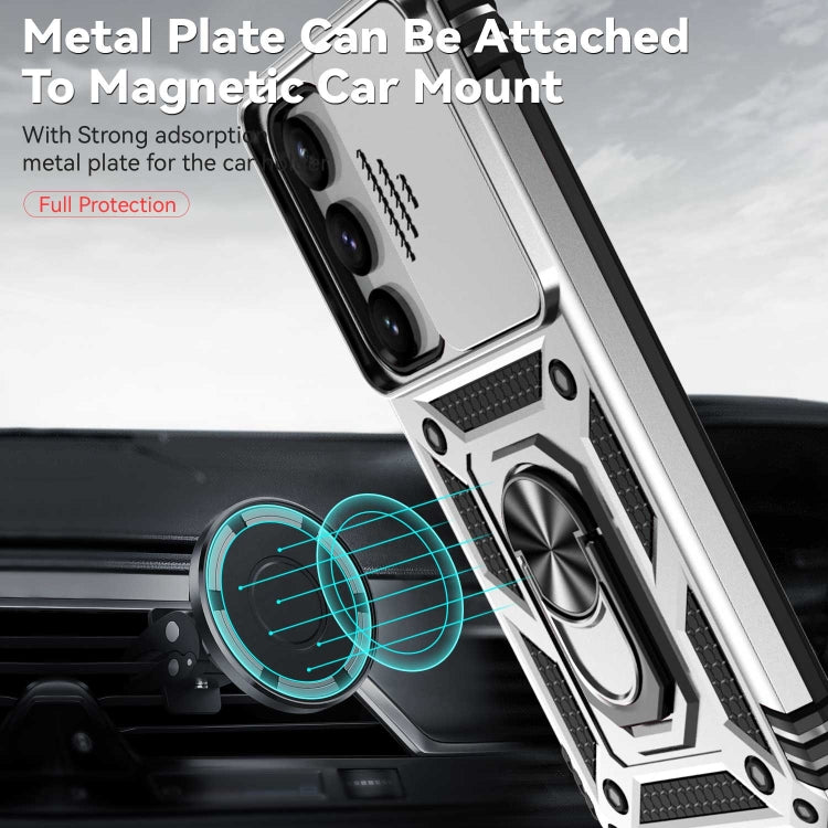For Samsung Galaxy S23+ 5G Sliding Camshield Holder Phone Case(Silver) - Galaxy S23+ 5G Cases by buy2fix | Online Shopping UK | buy2fix