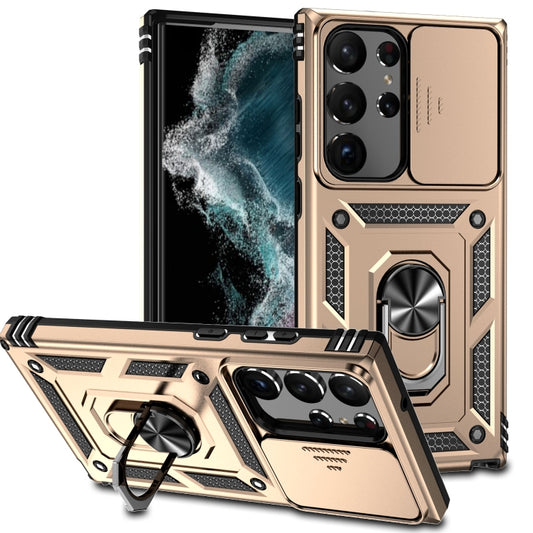 For Samsung Galaxy S23 Ultra 5G Sliding Camshield Holder Phone Case(Gold) - Galaxy S23 Ultra 5G Cases by buy2fix | Online Shopping UK | buy2fix