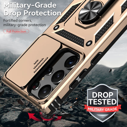 For Samsung Galaxy S23 Ultra 5G Sliding Camshield Holder Phone Case(Gold) - Galaxy S23 Ultra 5G Cases by buy2fix | Online Shopping UK | buy2fix