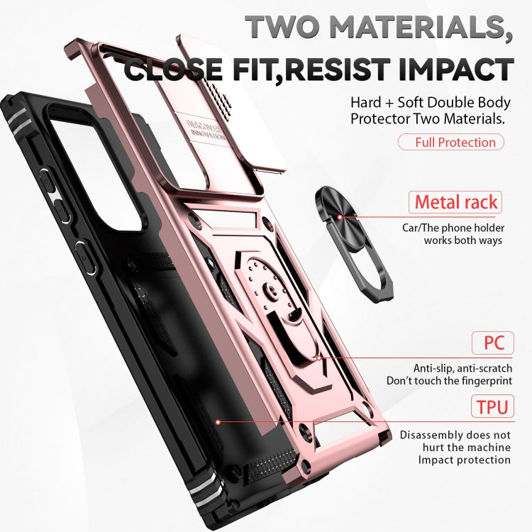 For Samsung Galaxy S23 Ultra 5G Sliding Camshield Holder Phone Case(Rose Gold) - Galaxy S23 Ultra 5G Cases by buy2fix | Online Shopping UK | buy2fix