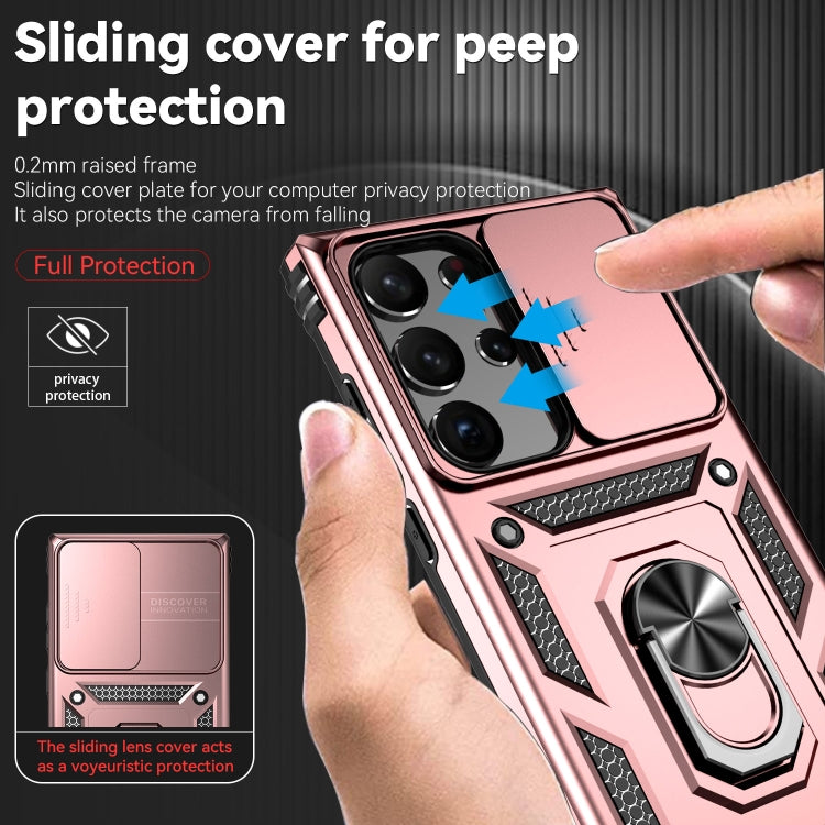 For Samsung Galaxy S23 Ultra 5G Sliding Camshield Holder Phone Case(Rose Gold) - Galaxy S23 Ultra 5G Cases by buy2fix | Online Shopping UK | buy2fix