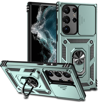 For Samsung Galaxy S23 Ultra 5G Sliding Camshield Holder Phone Case(Dark Green) - Galaxy S23 Ultra 5G Cases by buy2fix | Online Shopping UK | buy2fix