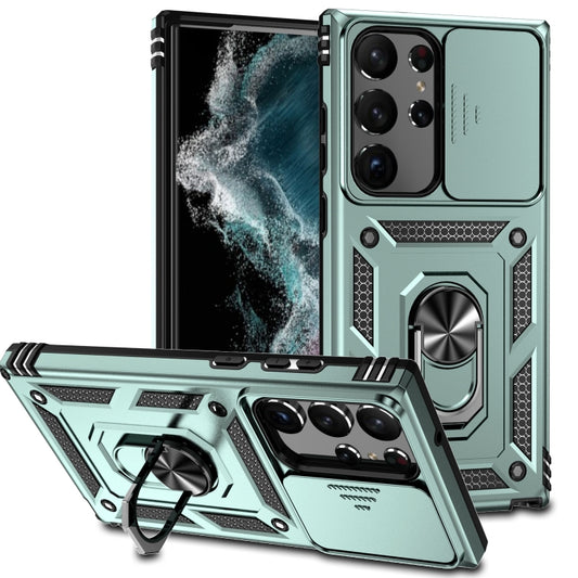 For Samsung Galaxy S23 Ultra 5G Sliding Camshield Holder Phone Case(Dark Green) - Galaxy S23 Ultra 5G Cases by buy2fix | Online Shopping UK | buy2fix