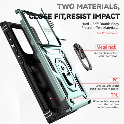 For Samsung Galaxy S23 Ultra 5G Sliding Camshield Holder Phone Case(Dark Green) - Galaxy S23 Ultra 5G Cases by buy2fix | Online Shopping UK | buy2fix