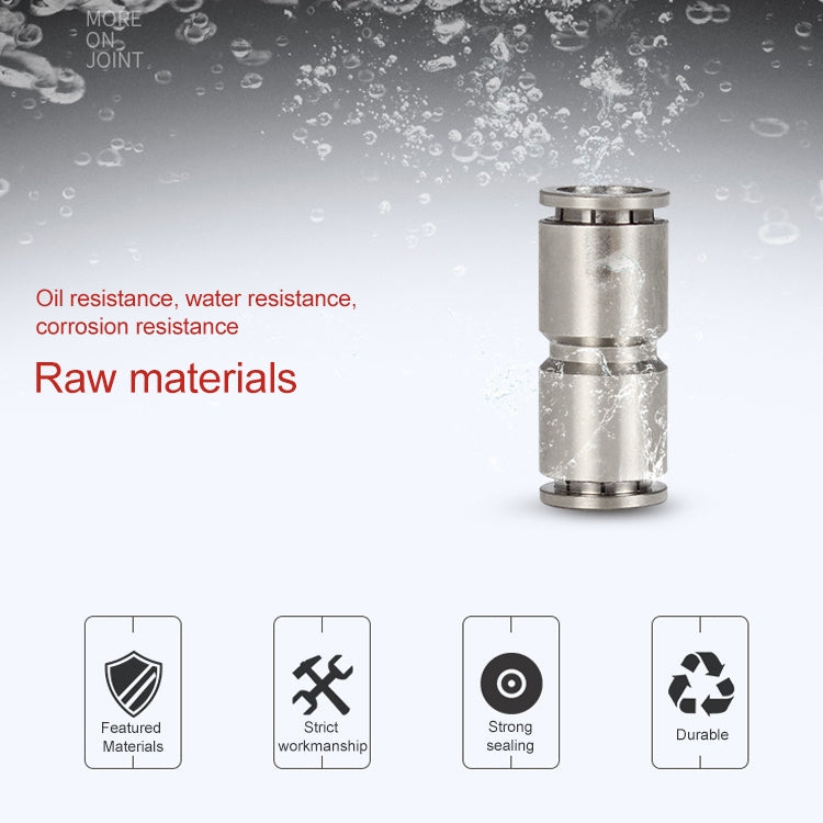 PU-8 LAIZE Nickel Plated Copper Straight Pneumatic Quick Fitting Connector - Interface Series by LAIZE | Online Shopping UK | buy2fix
