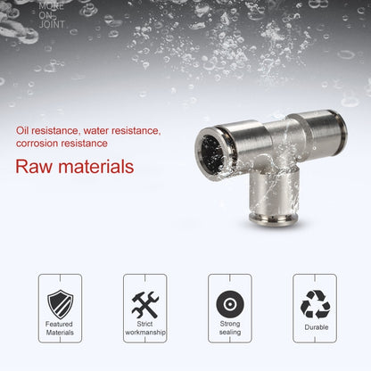 PE-14 LAIZE Nickel Plated Copper Tee Pneumatic Quick Fitting Connector - Interface Series by LAIZE | Online Shopping UK | buy2fix