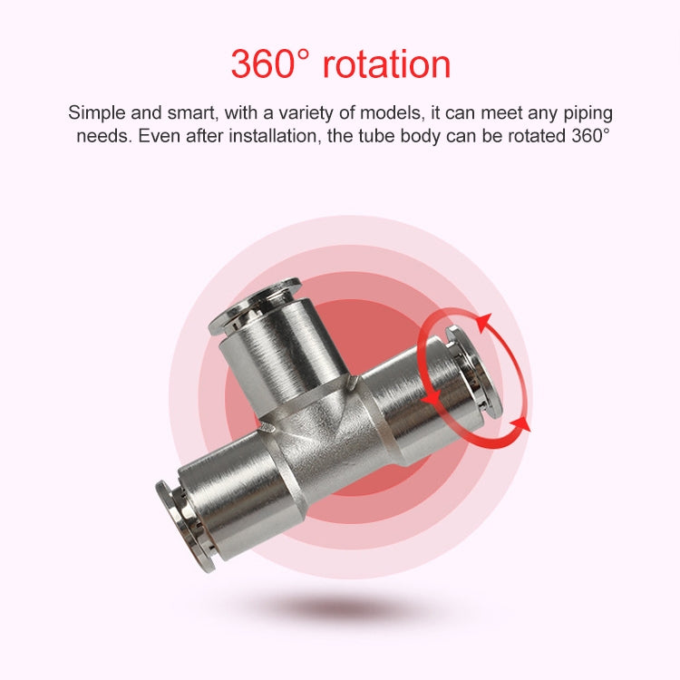PE-14 LAIZE Nickel Plated Copper Tee Pneumatic Quick Fitting Connector - Interface Series by LAIZE | Online Shopping UK | buy2fix
