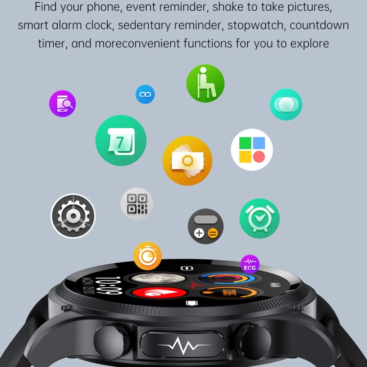 E400 1.39 inch HD Round Screen TPU Watch Strap Smart Watch Supports ECG Monitoring/Non-invasive Blood Sugar(Black) - Smart Watches by buy2fix | Online Shopping UK | buy2fix