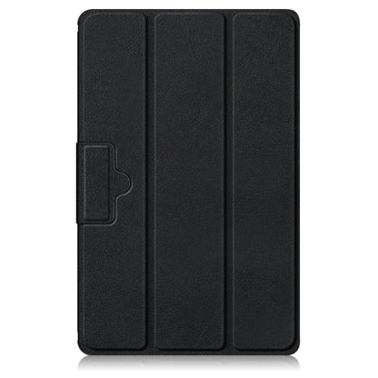 For Lenovo Tab M10 10.1 3rd Gen 3-folding Magnetic Buckle Custer Texture Leather Smart Tablet Case(Black) - Lenovo by buy2fix | Online Shopping UK | buy2fix