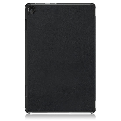 For Lenovo Tab M10 10.1 3rd Gen 3-folding Magnetic Buckle Custer Texture Leather Smart Tablet Case(Black) - Lenovo by buy2fix | Online Shopping UK | buy2fix
