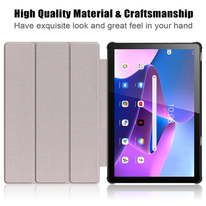 For Lenovo Tab M10 10.1 3rd Gen 3-folding Magnetic Buckle Custer Texture Leather Smart Tablet Case(Black) - Lenovo by buy2fix | Online Shopping UK | buy2fix