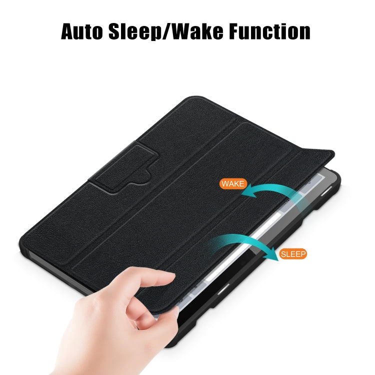 For Lenovo Tab M10 10.1 3rd Gen 3-folding Magnetic Buckle Custer Texture Leather Smart Tablet Case(Black) - Lenovo by buy2fix | Online Shopping UK | buy2fix