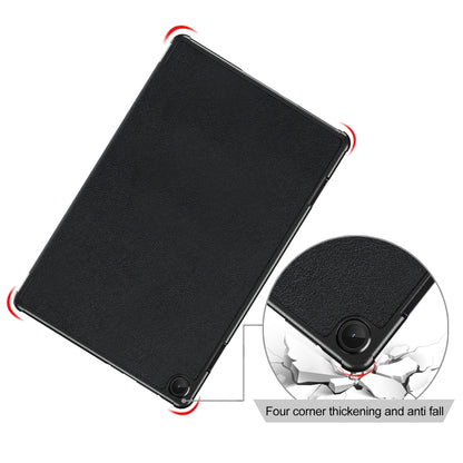 For Lenovo Tab M10 10.1 3rd Gen 3-folding Magnetic Buckle Custer Texture Leather Smart Tablet Case(Black) - Lenovo by buy2fix | Online Shopping UK | buy2fix